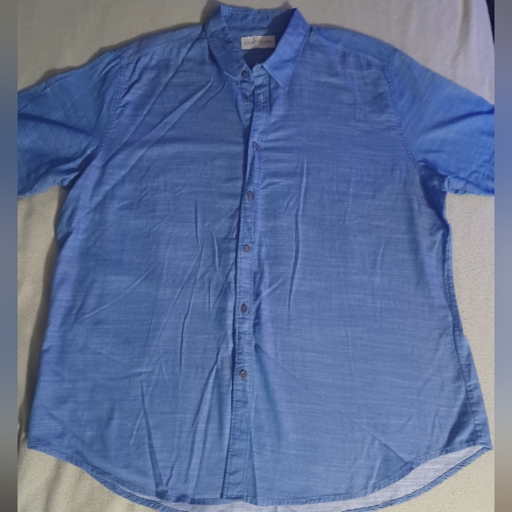 Coastaoro Shirt Mens XL Blue Short Sleeve Button Up Casual
